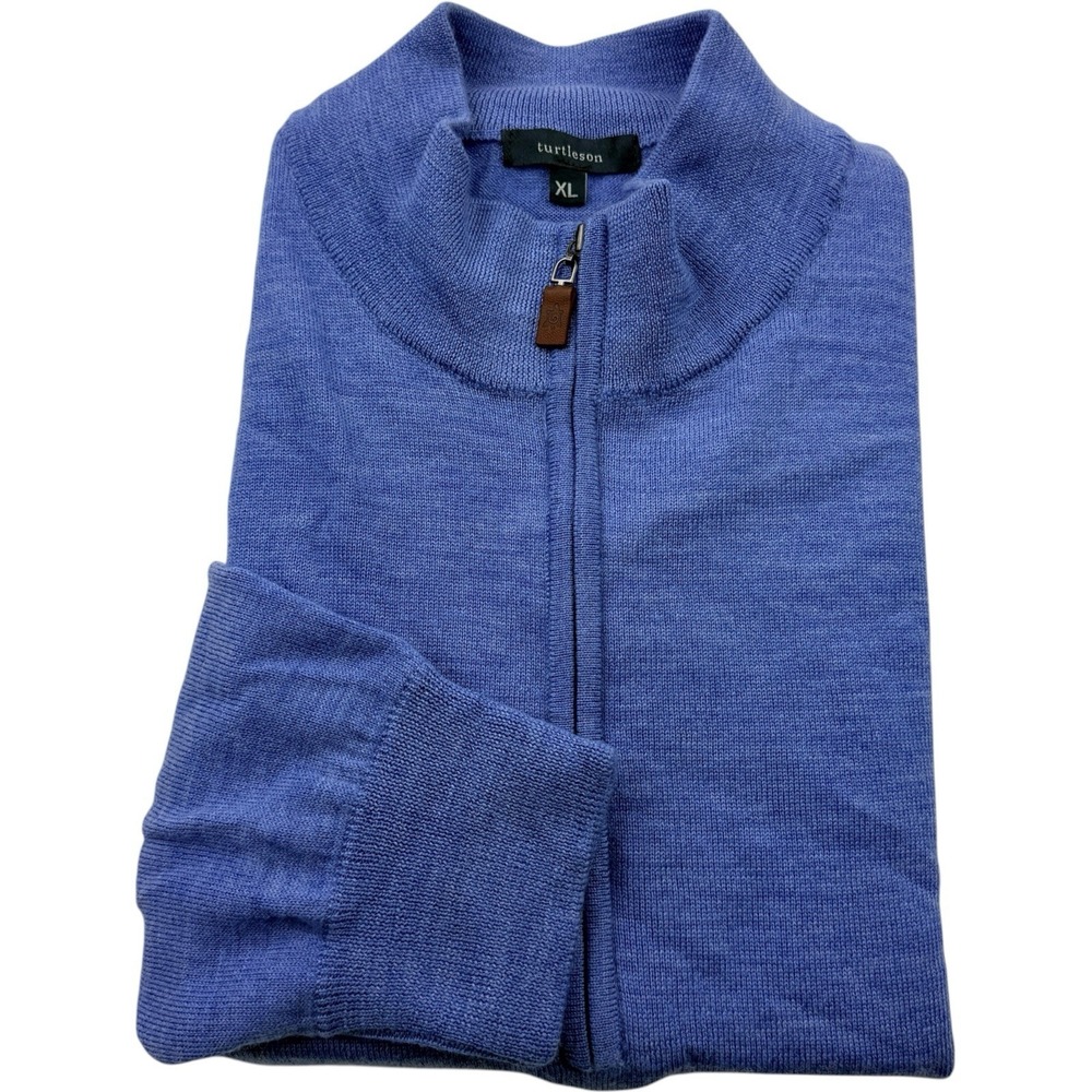 Turtleson Merino Wool 1/4 Zip Pullover Sweater Blue Men's Size XL‎